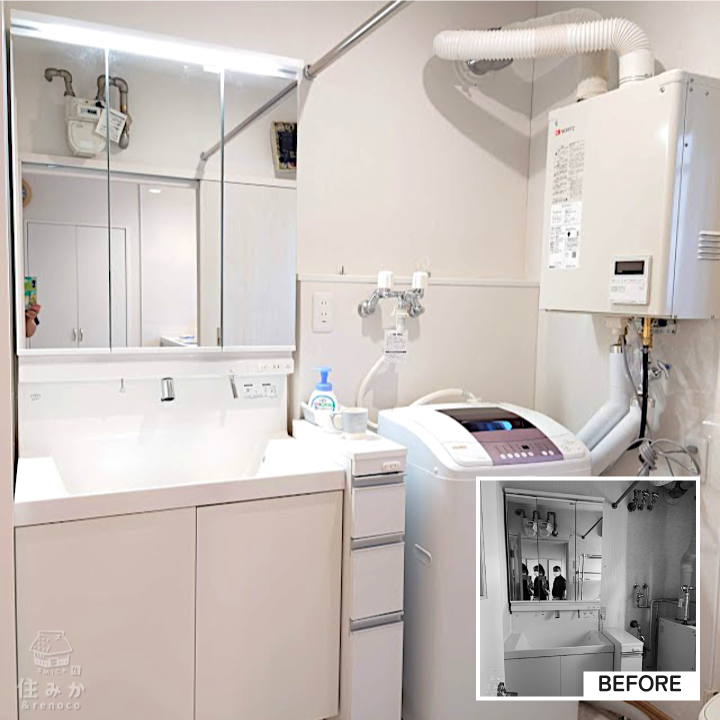 憧れの白いキッチンがあるお家 洗面脱衣所