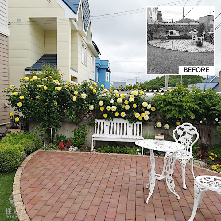 オーナー様ご自慢のお庭のあるお家 庭つるバラ側